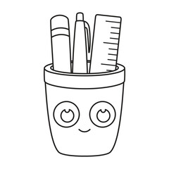 outline cup for pencils and pens