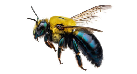 Isolated Eastern Carpenter Bee in Flight, close-up insect image with beautiful vibrant colors © Cedric