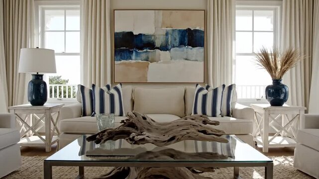 Video tour of a stylish living room interior decor setup.