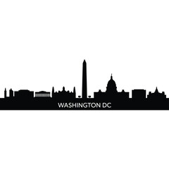 Obraz premium Silhouette of Washington DC skyline with prominent monuments and buildings