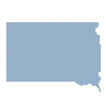 South Dakota State Grey and White Dotted Map on Brown