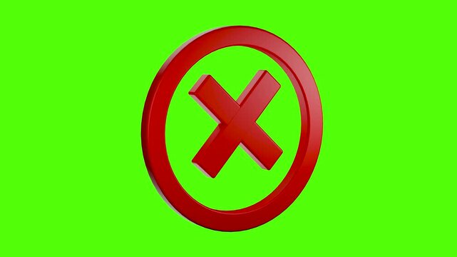 Reject Symbol on a Green Canvas: A bold red X within a circular frame stands out against a vibrant green background, symbolizing rejection or a negative outcome. A simple yet powerful image.
