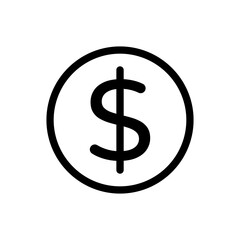 Obraz premium Dollar Sign Coin Icon: Simple Black Vector Illustration for Finance and Business Concepts