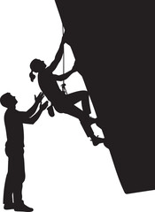 Climber Being Helped by Supporter Silhouette.