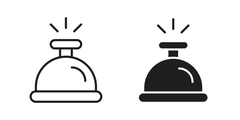 Bell concierge icon vector pack. Thin linear and black flat style.