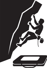 Rock Climber Silhouette Climbing Boulder Illustration.