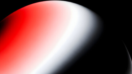 Abstract red and white curved shape on a black background viewed from a close-up perspective
