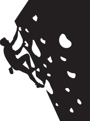 Silhouette of Climber on Indoor Rock Wall.