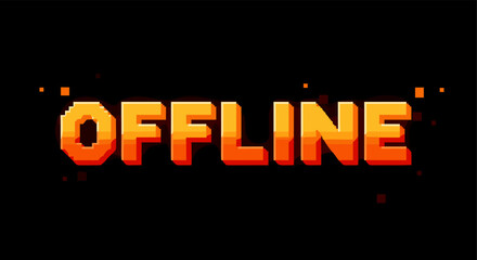 Retro pixel art offline text with glitch effect