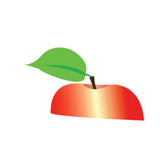 red apple with green leaf