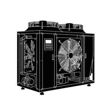 Industrial Commercial Chiller Silhouette for Facility Cooling - HVAC Systems Concept