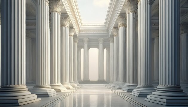 antique white colonnade with columns