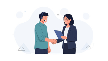 Obraz premium Business handshake, customer service, partnership agreement, modern flat design
