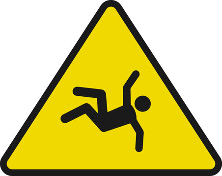 Warning sign of person falling down