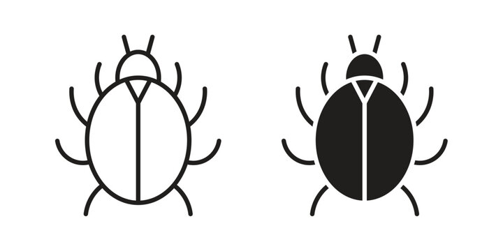 Bugs icon vector pack. Thin linear and black flat style.