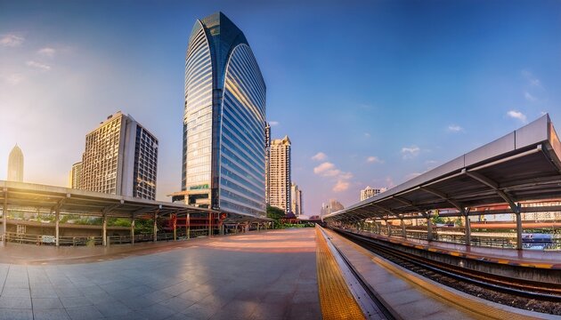 exterior architecture and building design at bts thong lo skytrain station local public transportation bangkok thailand