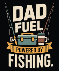 Dad fuel coffee fishing hobby vector illustration flat design