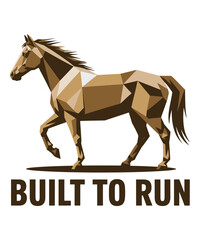 Geometric horse running strength speed power vector illustration flat design