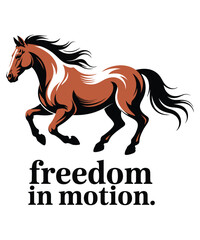 Brown horse running freedom motion vector illustration flat design