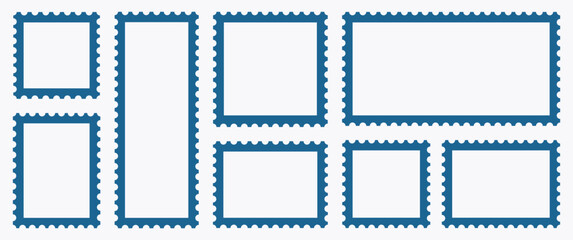 Set of blank rectangle and square Postage stamp frames.
