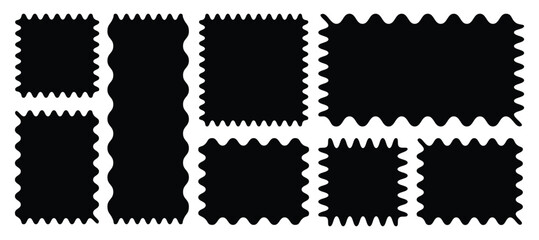 Zig zag Wavy Edge Rectangle Shapes Set. 