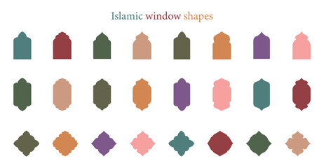 colorful Islamic window shapes in oriental style. islamic frame vector illustration in arabic style.