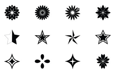 sparkle icon set. star icon. shine icon. set of different type of star icon or logo