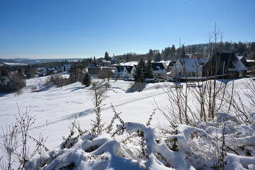 Winter im Ort Masserberg im Th&uuml;ringer Wald