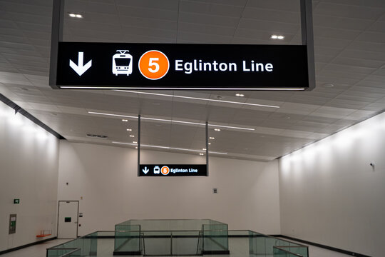 Sign of Line 5 Eglinton subway in Toronto. Toronto, Canada - February 16, 2026.