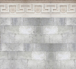 Old white stone wall with geometric molding stone eaves - image with copy space © Francesco Scatena