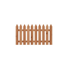 Wooden Picket Fence Section with Pointed Tops