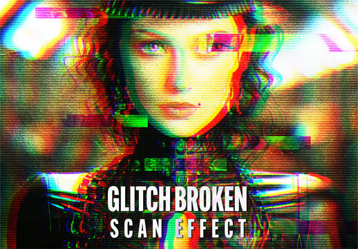 Glitch Broken Scan Effect Mockup