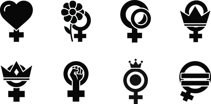 Combination of venus and mars symbols with various objects