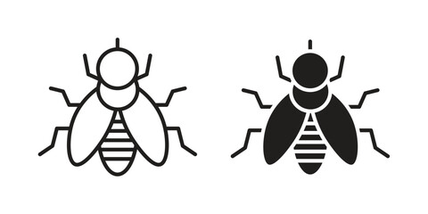 Fly insect icon vector pack. Thin linear and black flat style. © Ch