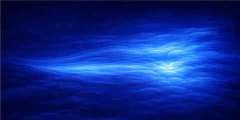 Obraz premium An abstract blue background blending a clear sky with clouds over a deep ocean where sunlight reflects on nature's horizon and summer waves