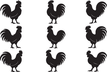 Cock rooster silhouette vector bundle © Amina