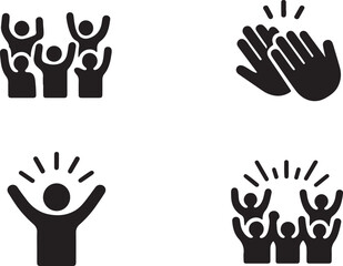 Fototapeta premium Crowd celebration solid icon set of crowd celebration