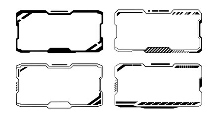 Obraz premium Cyber futuristic HUD border PNG isolated on transparent background for digital dashboards