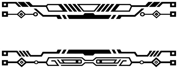 Sci fi cyber interface border PNG isolated on transparent background