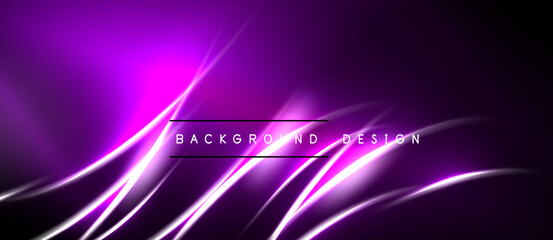 Fototapeta premium Abstract purple design. Smooth lines create dynamic, flowing effect. Dark background emphasizes bright, vibrant colors. Modern aesthetic.