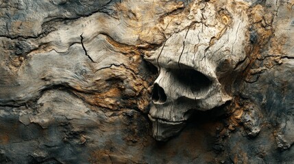 The eerie texture of the wood, with its natural pattern resembling a human skull, evokes disturbing associations and raises the issue of the ecological crisis.
 