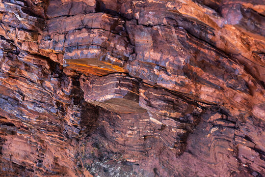 Close-up view of the ancient banded Iron formation at Ngwenja Mine in the Kingdom of Eswatini.