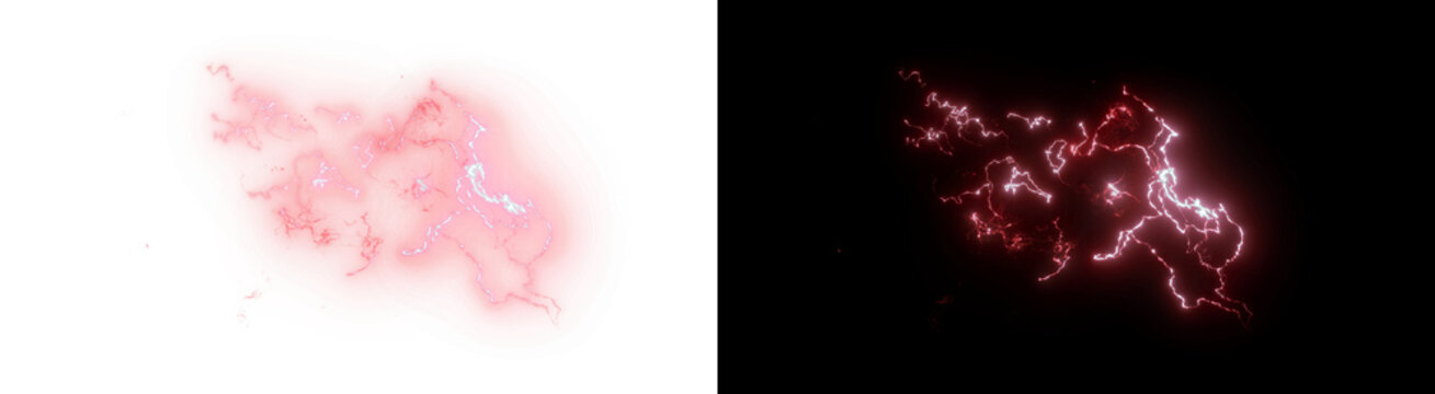 PNG image of&nbsp;Vivid red electrical plasma energy discharge effect with bright white core flashes on transparent background