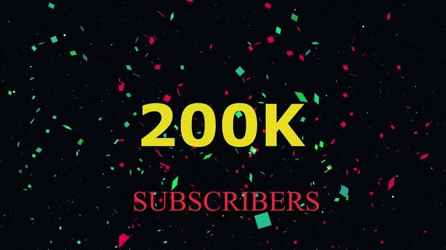  200k Subscribers Celebration Animation with Double Pop Confetti Party Popper Easy, Golden color Confetti Party Popper Explosions Abstract Background	