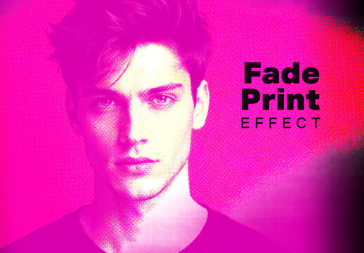 Neon Magenta Halftone Fade Print Photo Effect
