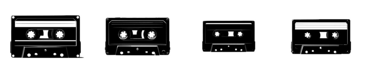 Naklejka premium Echoes of the Past: A Silhouette of a Cassette Tape