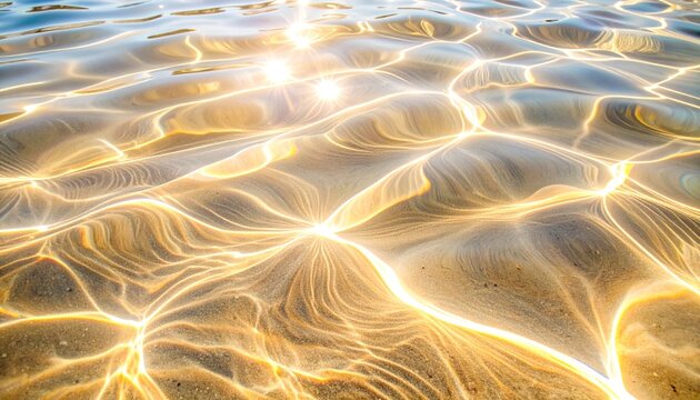 Abstract Reflection Patterns Sunlight on Water Surface Creates Dreamy Summer Atmosphere.