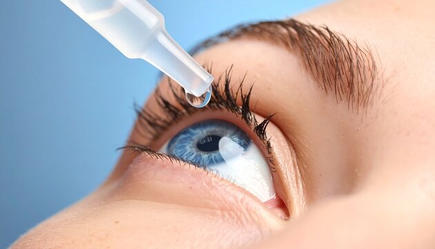 Eye drops being dropped in Eye - Eye strain medicine - Artificial Tears - Eye Strain - Pink Eye, Conjunctivitis, Glaucoma, Dry Eyes, Syndrome, Uveitis, Corneal Ulcer, Allergy, Hay fever, Itchy Eyes