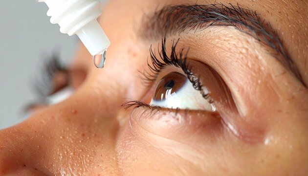 Eye drops being dropped in Eye - Eye strain medicine - Artificial Tears - Eye Strain - Pink Eye, Conjunctivitis, Glaucoma, Dry Eyes, Syndrome, Uveitis, Corneal Ulcer, Allergy, Hay fever, Itchy Eyes