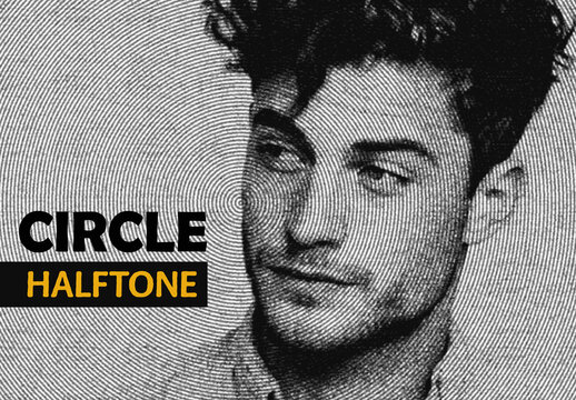 Circle Line Halftone Effect Mockup
